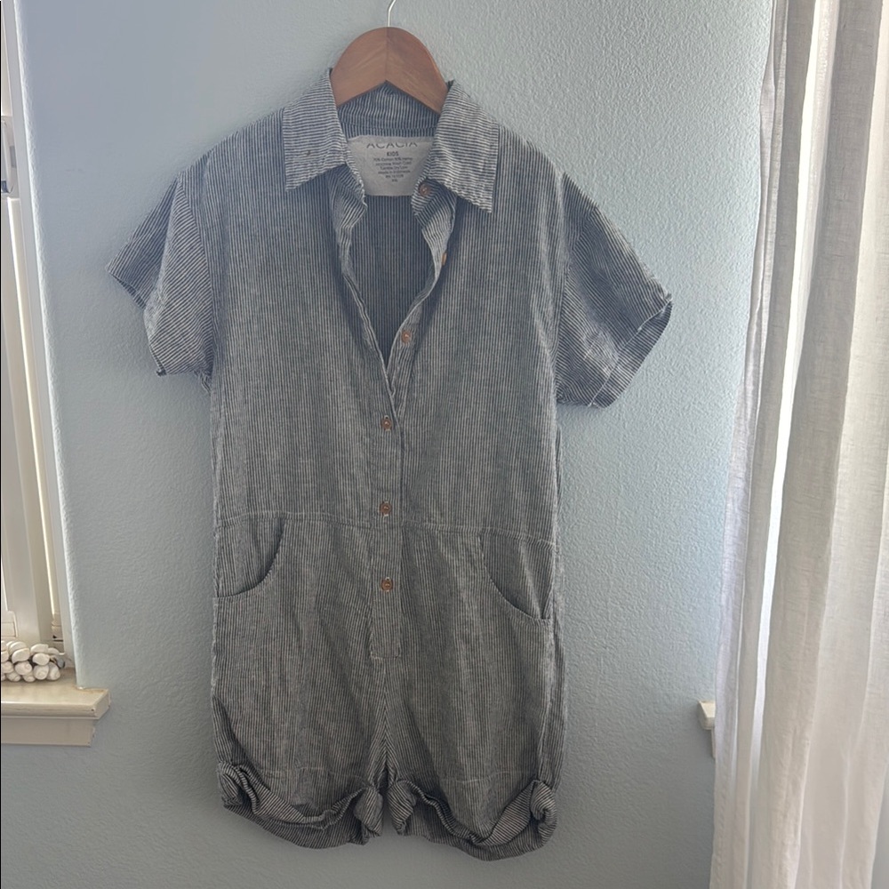 Acacia Swimwear Striped Button-Up Shirt Cotton Hemp XXL